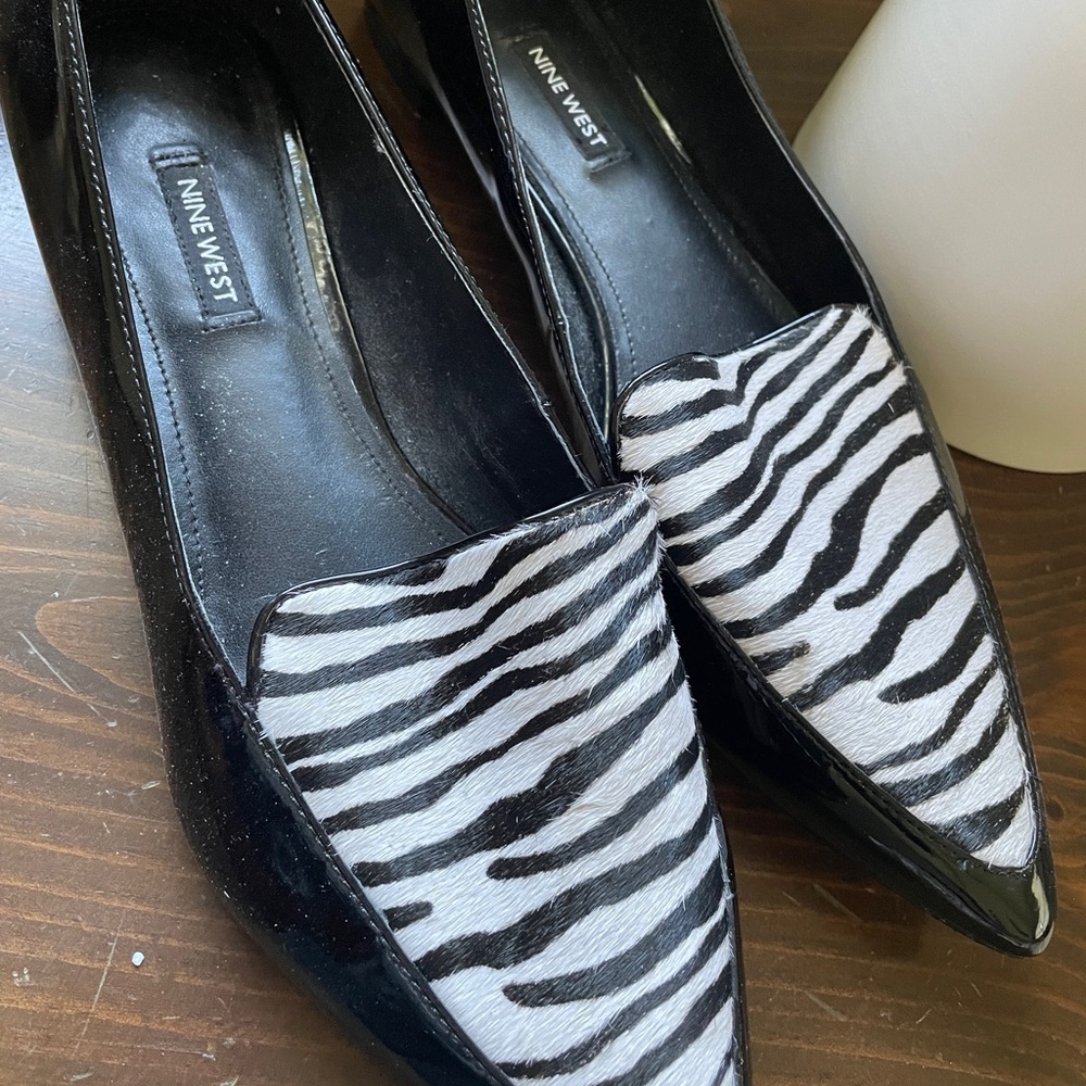 Nine West Patent Leather / Animal Print Slip-on Flat